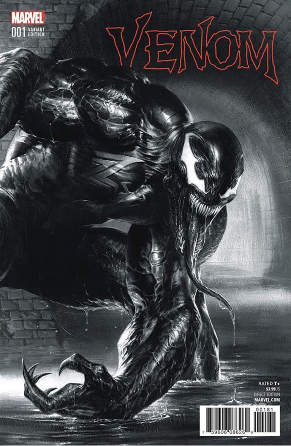 Venom 1 Dellotto Black and White Variant 1500 print