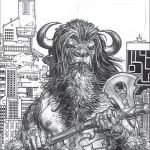 American Gods Sketch BW Signed
